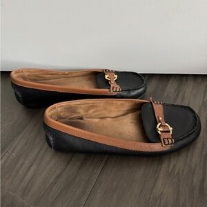 Aerosoles Women’s Black and Brown Leather Flats Size 9 1/2